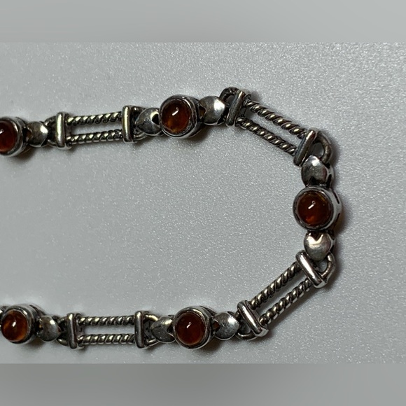 Silpada Vintage RARE Sterling Link & Amber Tennis Bracelet - Picture 4 of 14